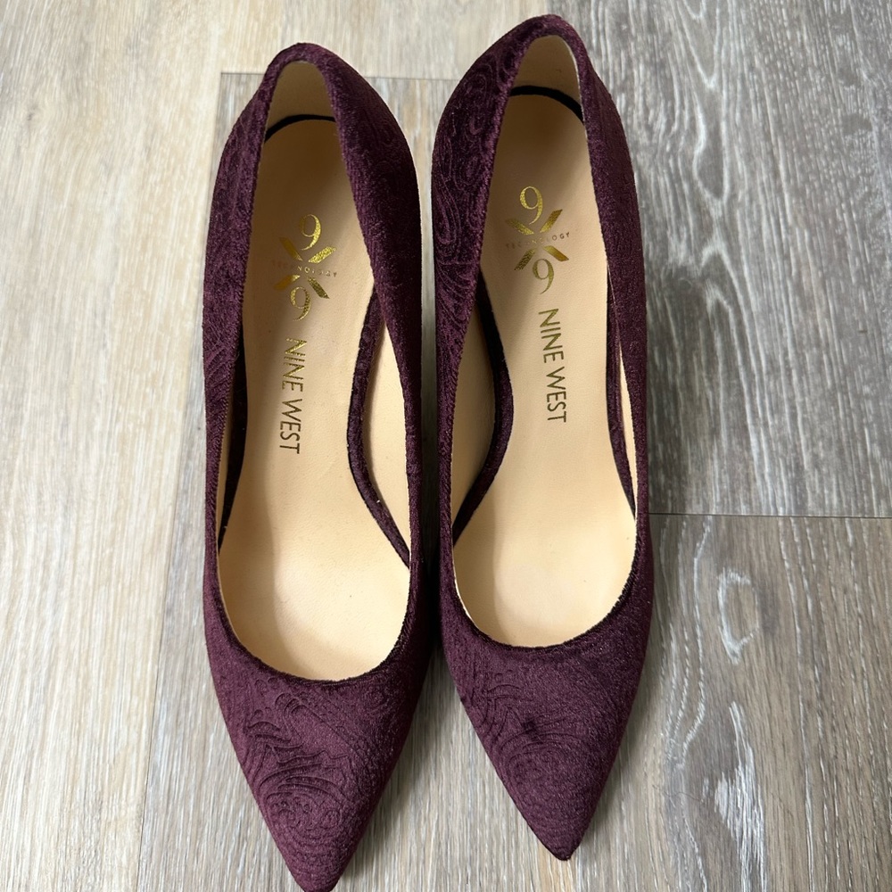 Nine West Velvet Textured Heels